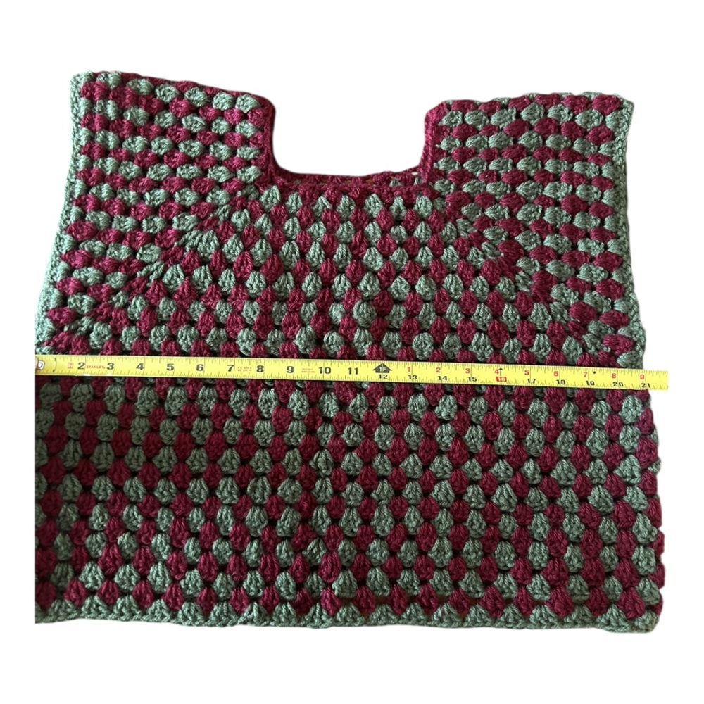 Granny crochet top maroon and green L/Xl - Picture 4 of 5